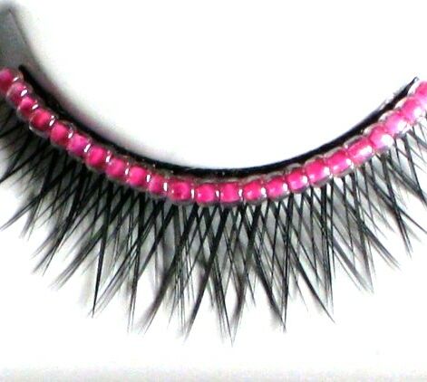 Black lashes with pink stones