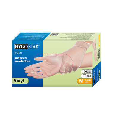 Hygostar Ideal Vinyl Gloves Powder-free Ühekordsed Vinüülkindad IDEAL, puudrita valged 100tk