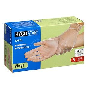 Hygostar Ideal Vinyl Gloves Powder-free Ühekordsed Vinüülkindad IDEAL, puudrita valged 100tk