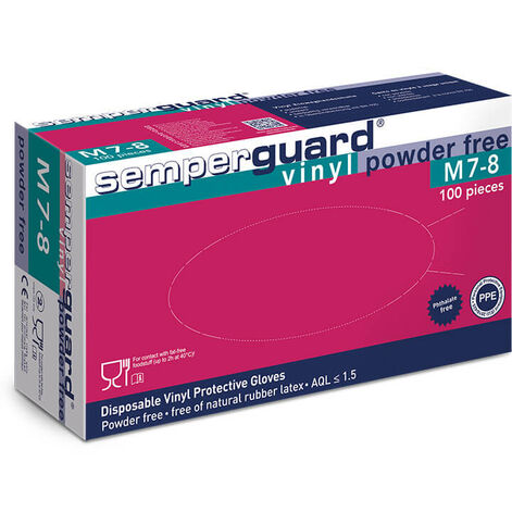 Semperguard Vinyl Gloves Powder Free, Vinüükindad Puudrivabad S