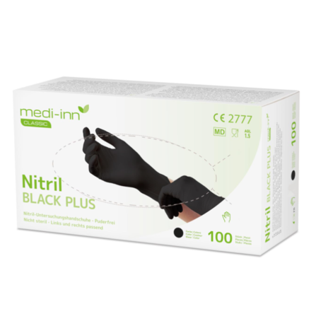 Medi-Inn PS Gloves Nitrile Powder-Free Black Plus