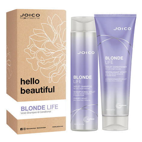 Joico Blonde Life Violet Holiday Duo 2022, Gift set for blonde hair with violet pigment.