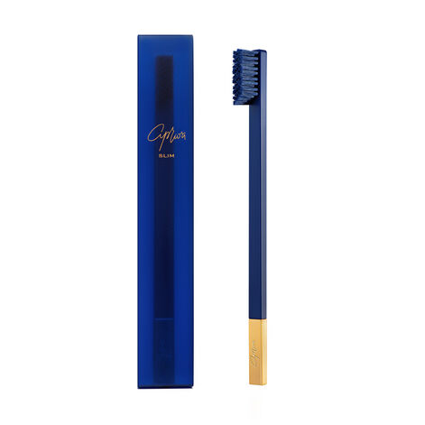 SLIM by Apriori Sapphire Blue Gold Medium Toothbrush