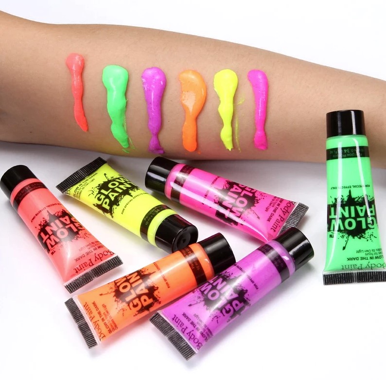 Neon Fluorescent Paint, Face And Body Painting, Luminous UV Paints, Helendavad UV-värvid Valge