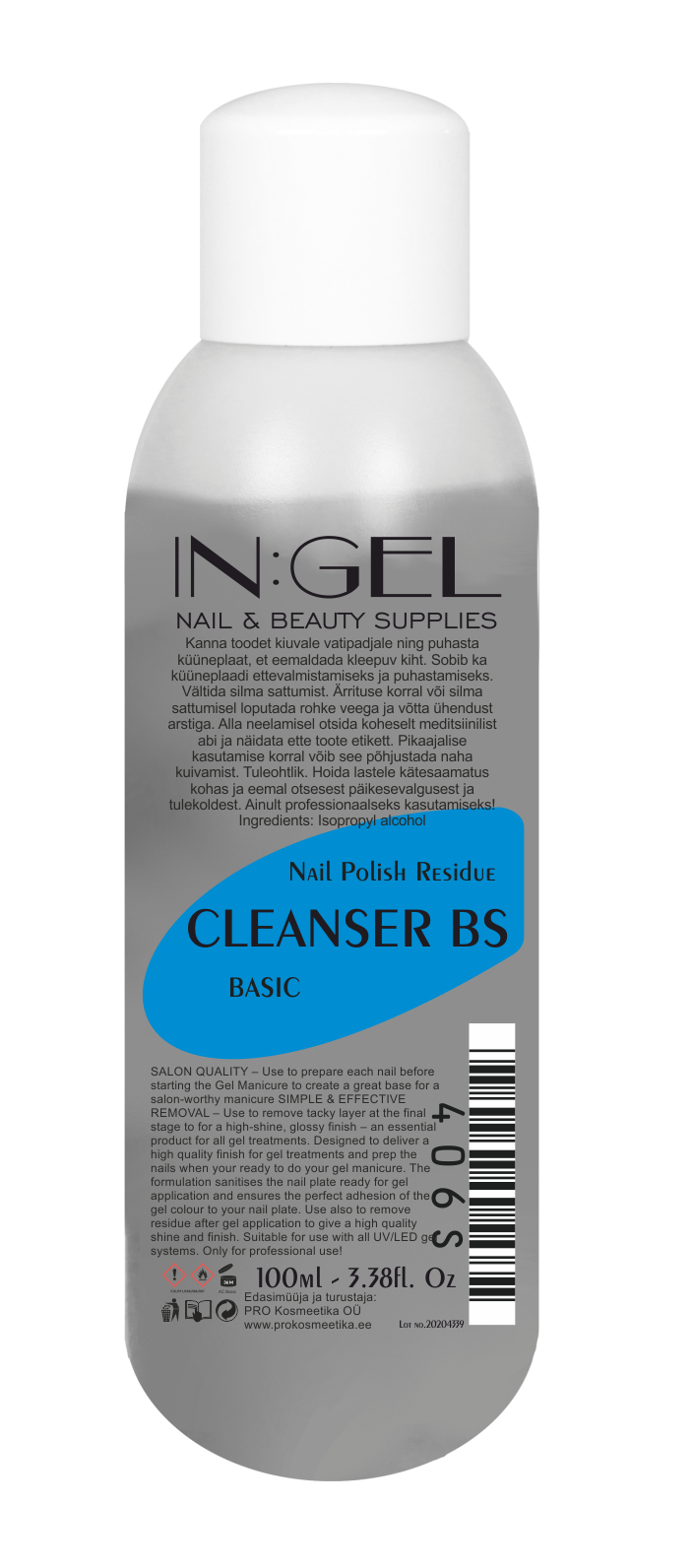 IN:GEL Nail Polish Residue Cleanser BS Basic Manikīra izopropanols