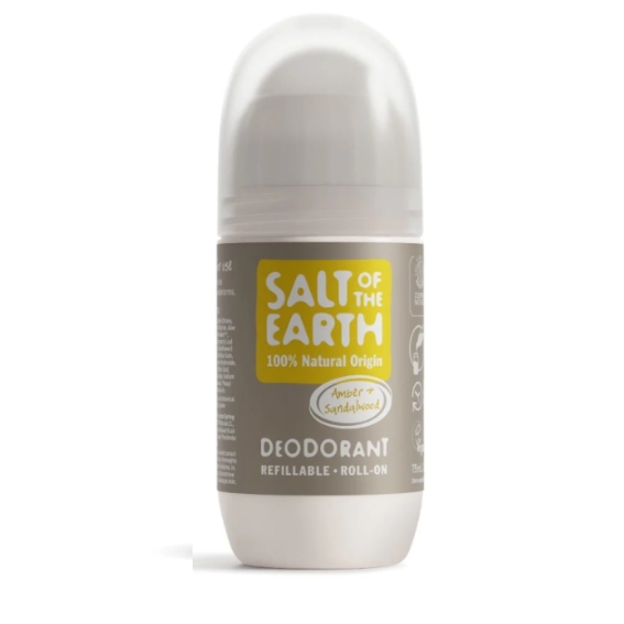 Salt Of Earth Natural Deo Refillable Roll-On Amber & Sandalwood, Dabīgais dezodorants