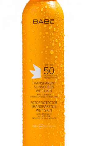 Babé Transparent Sunscreen Wet Skin SPF 50 Veekindel Päikesekaitseaerosool