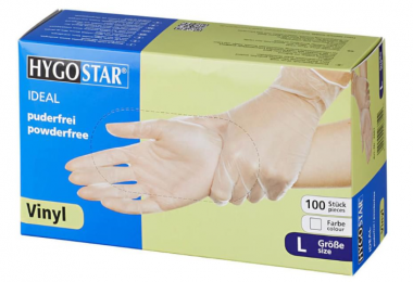 Hygostar Ideal Vinyl Gloves Powder-free Ühekordsed Vinüülkindad IDEAL, puudrita valged 100tk