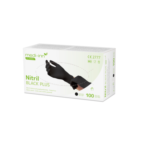 Medi-Inn PS Gloves Nitrile Powder-Free Black Plus