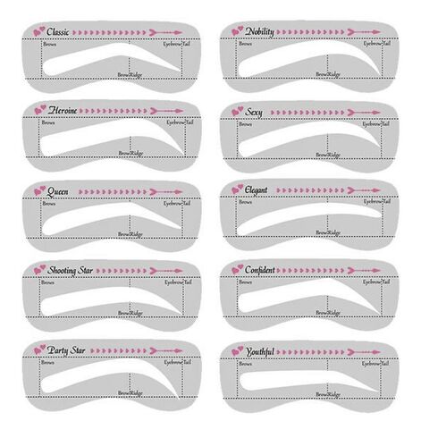 Reusable Eyebrow Stencil Set, набор трафаретов для бровей