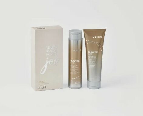 Joico Blonde Life Holiday Duo, Blondi matu krāsas aizsardzības produktu dāvanu komplekts.