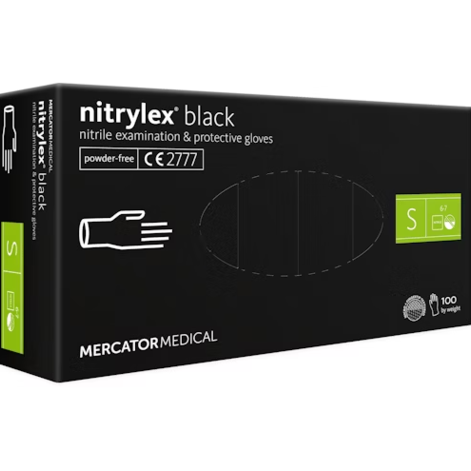 Mercator Nitrylex Black Examination & Potective gloves, Nitrile gloves S (Black)