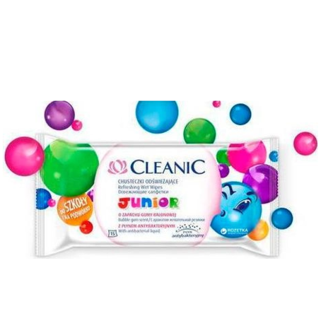 Cleanic Junior Refreshing Wet Wipes, Освежающие влажные салфетки