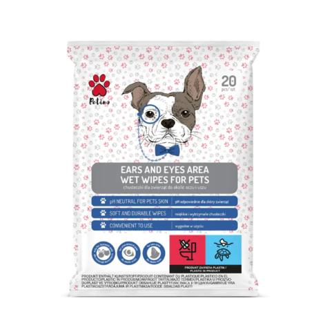 Petino Animal Wipes For Eye And Ear Area, Dzīvnieku salvetes acu un ausu zonai