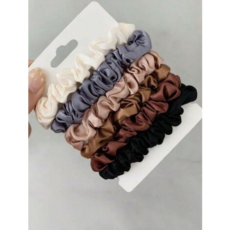 Women's Multicolor Satin Hair Scrunchies, Женские Разноцветные Резинки Для Волос