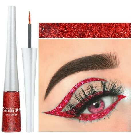 Glitter Liquid Eyeliner, Vedel Silmapliiats Red