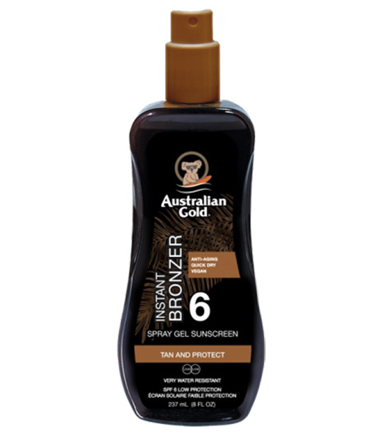 Australian Gold Spray Gel With Instant Bronzer, SPF 6, Päikesekaitsesprei Isepruunistajaga