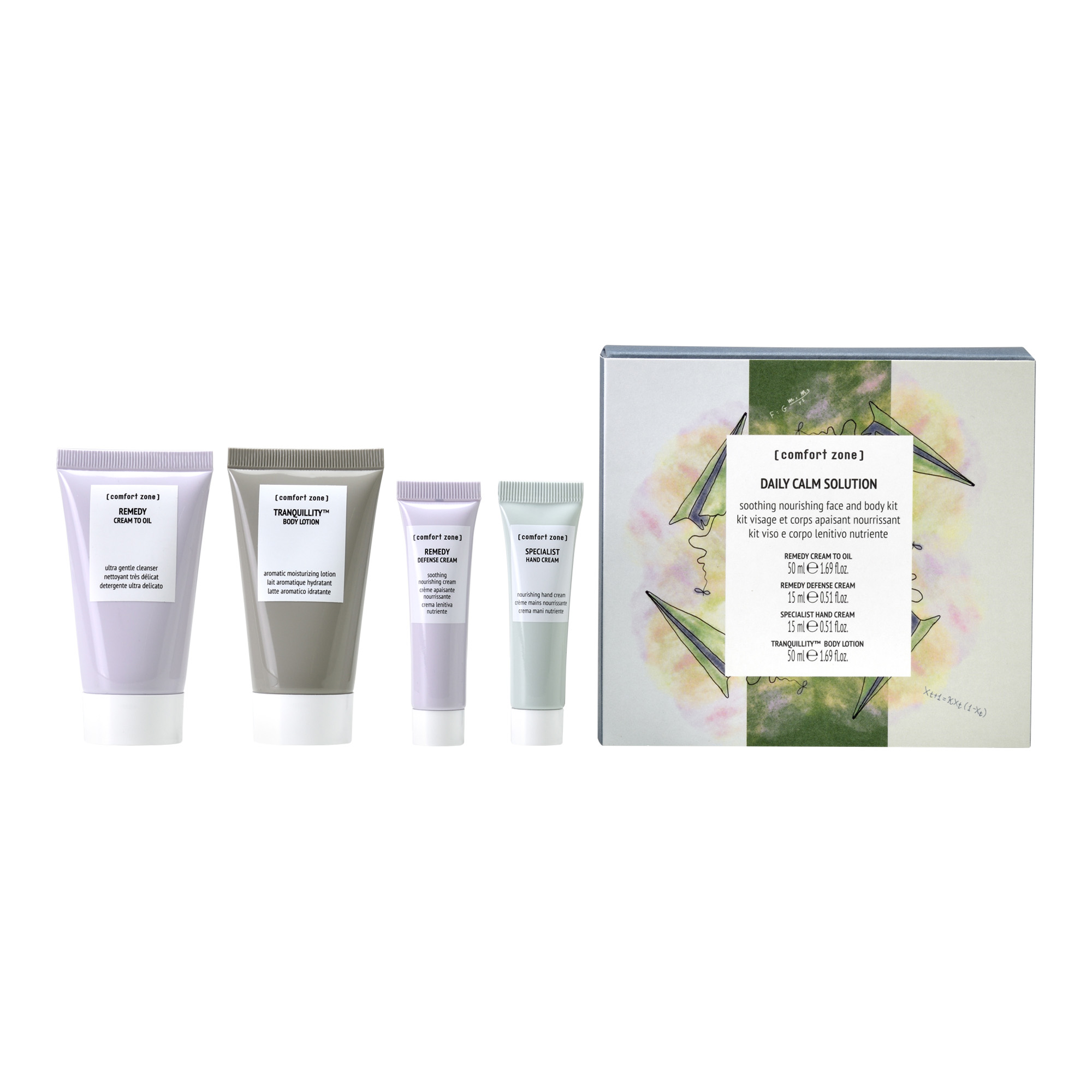 Comfort Zone Daily Calm Solution Kit Soothing Nourishing Face and Body Kit