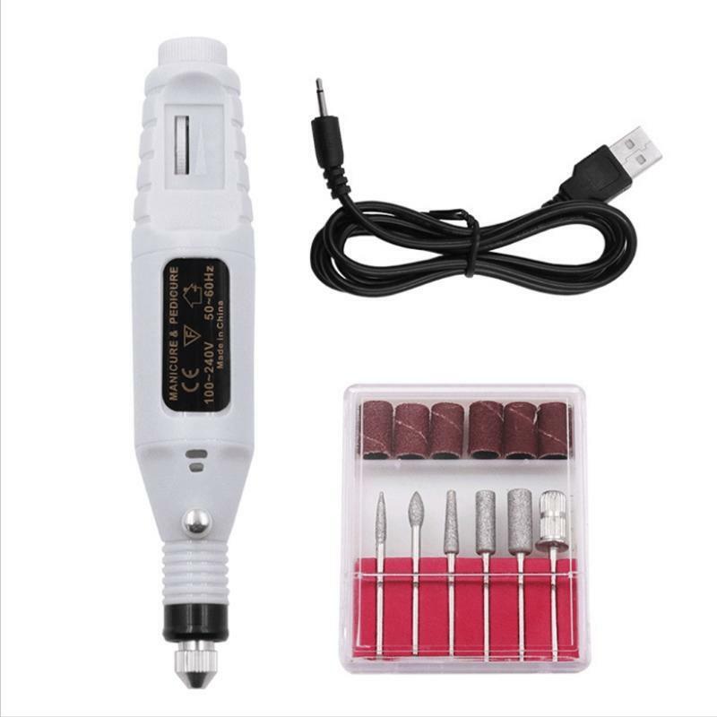 Electric Nail Drill USB Manicure Pen Sander Polisher, Elektriline küünepuur USB, Valge