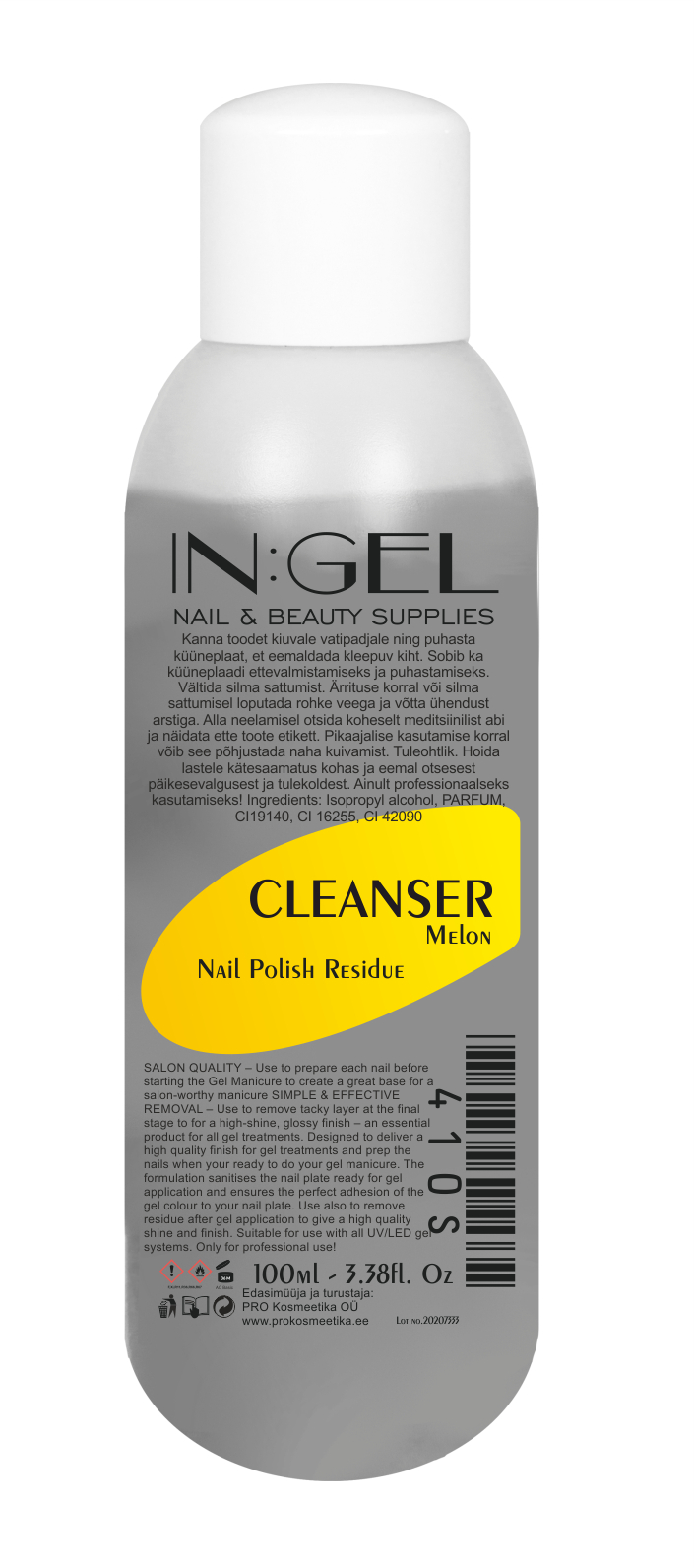 IN:GEL Nail Polish Residue Cleanser Scented Küünte puhastusvahend lõhnastatud Melon