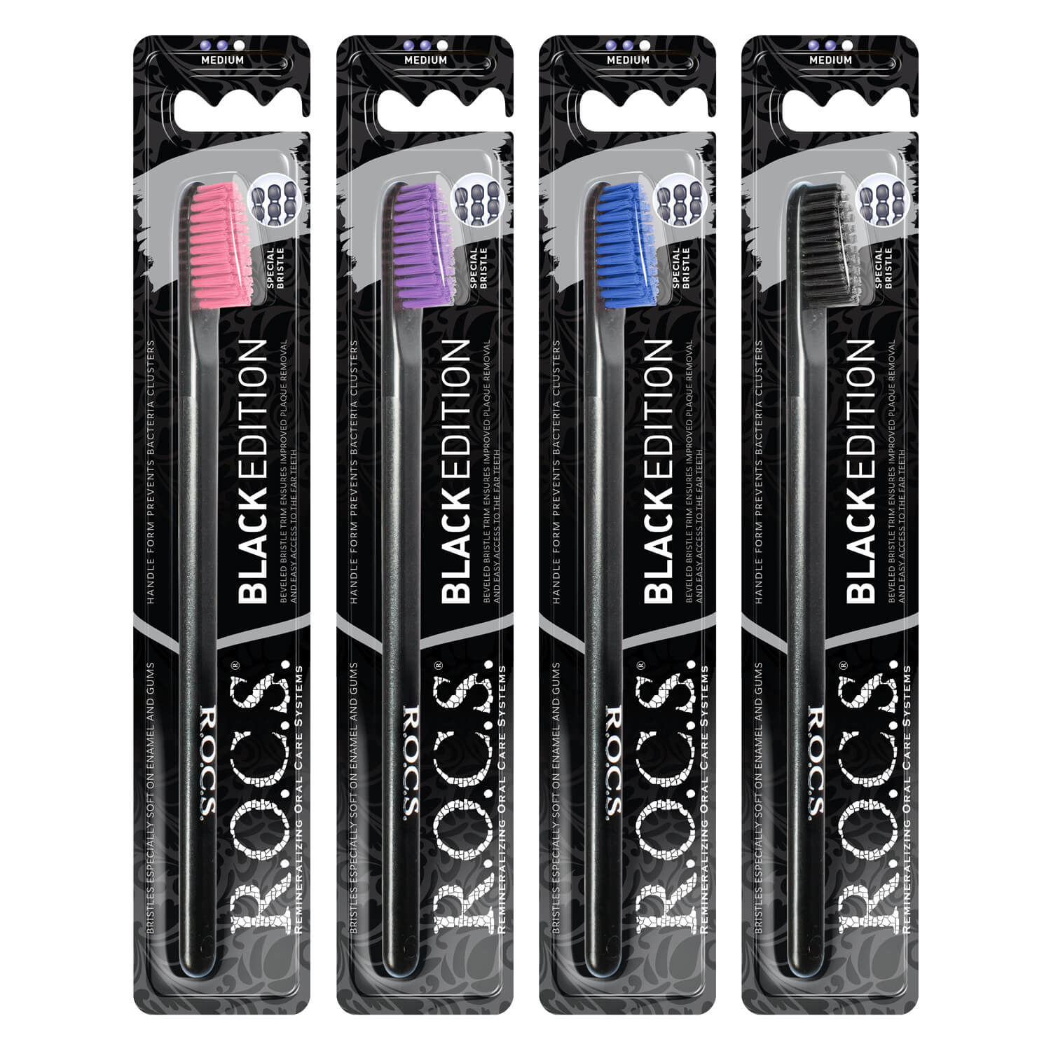 R.O.C.S. Black Edition medium Toothbrush Zobu suka