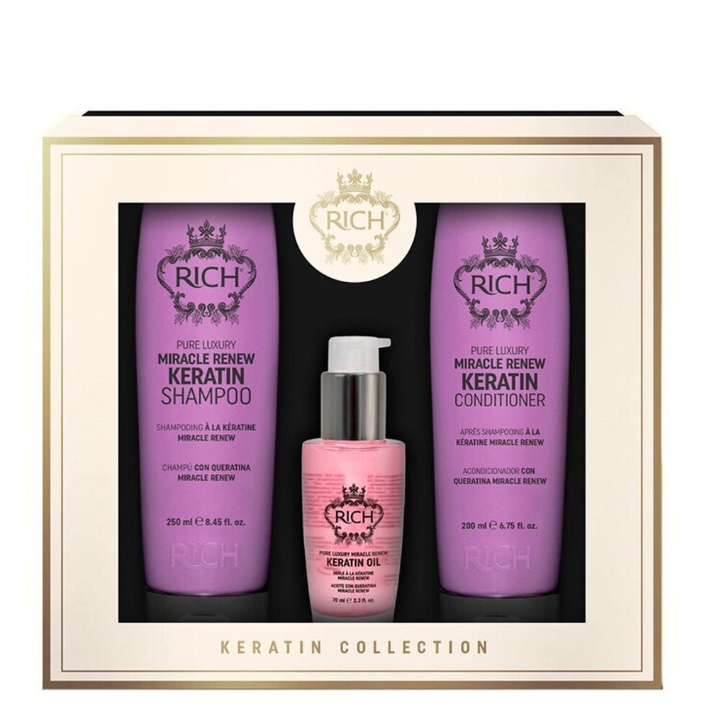 Rich Pure Luxury Miracle Renew Keratin Trio Gift Set, Kit enriched with keratin and argan oil