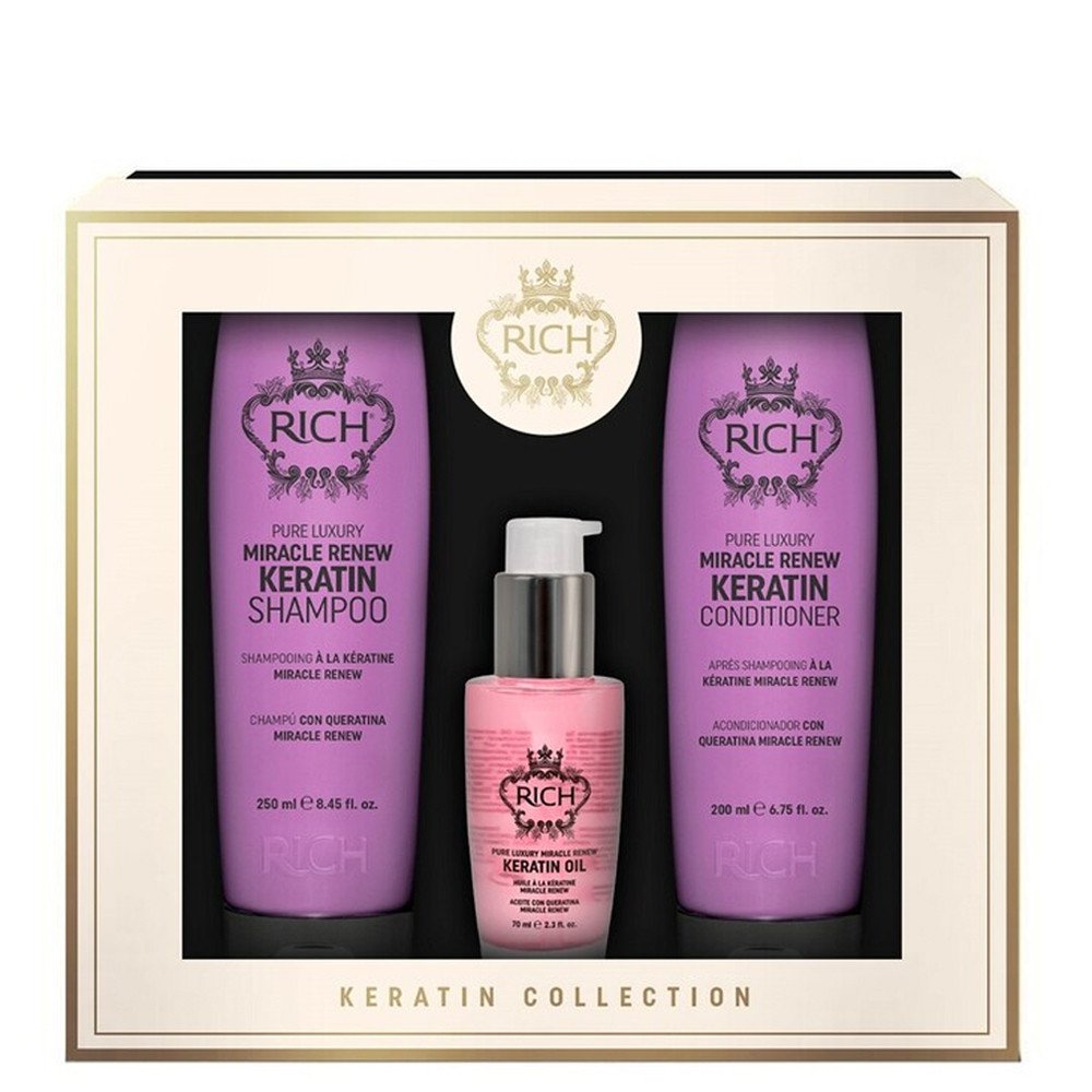 Rich Pure Luxury Miracle Renew Keratin Trio Gift Set, Komplekts bagātināts ar keratīnu un argana eļļu